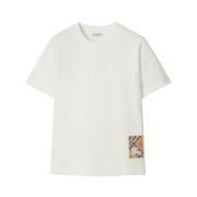 Burberry Vintage Check Mönster Crew Neck T-shirt White, Dam