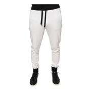 Dolce & Gabbana Vit Bomull Jogger Sweatpants med Dragsko White, Herr