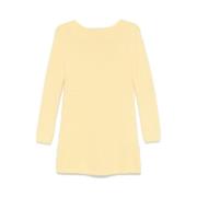 Blumarine Angora Stickad Hjärtklipp Klänning Yellow, Dam