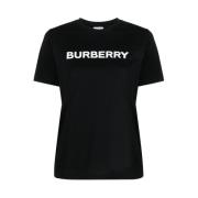 Burberry Logotyp Tryck Bomull T-shirt Black, Dam