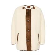 Isabel Marant Étoile Faux Shearling Vadderad Kappa Beige, Dam