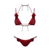 Oseree Mesh Blommig Beachwear Set Red, Dam