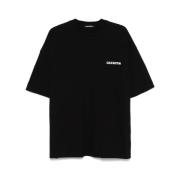 Cole Buxton Svart T-shirt med Logo Print och Crew Neck Black, Herr