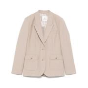 Anine Bing Taupe Knappad Jacka med Fickor Beige, Dam