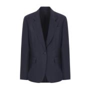 Brunello Cucinelli Blå Twill Jacka med Monile Broderi Blue, Dam