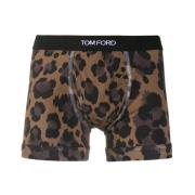 Tom Ford Leopardmönstrade Stretch Bomullsboxershorts Brown, Herr