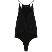 Anine Bing Silke V-ringad Bodysuit med Veckdetaljer Black, Dam