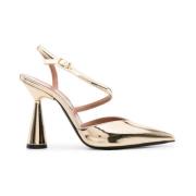 D'Accori Metallic Pointed Toe Slingback Heels Yellow, Dam