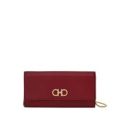 Salvatore Ferragamo Burgundy Foldover Chain Wallet Red, Dam