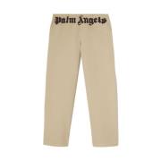 Palm Angels Beige Bomull Logo Print Rak Ben Beige, Herr