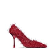 Jimmy Choo Röda Faux-Fur Slip-On Klackar Red, Dam