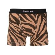 Tom Ford Zebra-Print Boxer med Logomärke Brown, Herr