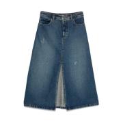 A.p.c. Indigo Blå Denim Kjol Fram Slits Blue, Dam