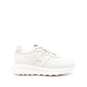 Hogan Studded Almond Beige Lace-Up Sneakers Beige, Dam