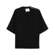 Jil Sander Svart Dragkedja Crew Neck T-shirt Black, Herr