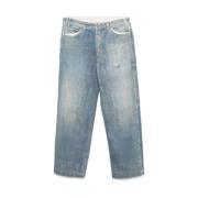 Emporio Armani Ljusblå Bomullsblandning Wide Leg Jeans Blue, Herr