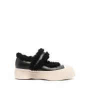 Marni Svarta Sneakers med Faux-Fur Trim Black, Dam