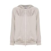 Brunello Cucinelli Lätt Jersey Hoodie med Monili Kedjedetalj Gray, Dam