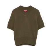 Staud Khaki Merino Ull Stickad V-ringad Tröja Green, Dam