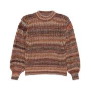 Louise Misha Chunky Stickad Randig Crew Neck Tröja Brown, Dam