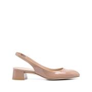 Stuart Weitzman Elastiska Slingback Blockklack Skor Beige, Dam