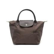 Longchamp Brun Canvas Foldover Top Väska Brown, Dam