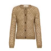 InWear Melerad Stickad Kofta med Knappar Beige, Dam