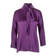 Jucca Sidensblus med hög hals Purple, Dam