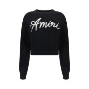 Amiri Räfflad ulltröja med monogram Black, Dam