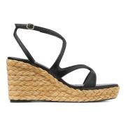 Jimmy Choo Svarta Raffia Kil Square Toe Skor Black, Dam