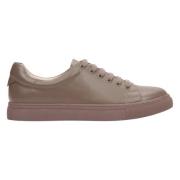 Estro Kvinnors Bruna Läder Låga Sneakers Brown, Dam