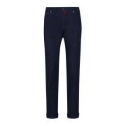 Kiton Slim-Fit Bomull Denim Jeans Blue, Herr