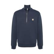 Maison Kitsuné Marinblå Högkrags Sweatshirt Blue, Herr