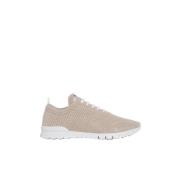 Kiton Kashmir Stickade Sneakers Beige Vit Brown, Dam