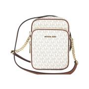 Michael Kors Jet Set Medium Vanilla PVC North South Chain Crossbody Ha...