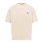 Stone Island Bomull T-shirt med Frontal Logo Patch Beige, Herr