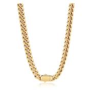 Nialaya Men's Chunky Cuban Chain With Lock in Gold Yellow, Herr