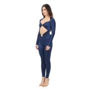 Elisabetta Franchi Blå Elegant Jumpsuit med Draperi Blue, Dam