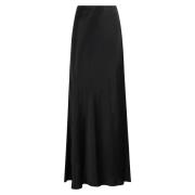 Vince Elegant Satin Maxi Kjol Black, Dam