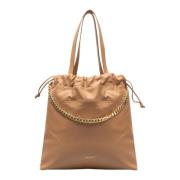 Twinset Läder Shopper Väska med Kedjehandtag Beige, Dam