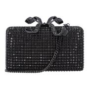 Self Portrait Svart Crystal Box Clutch Handväska Black, Dam