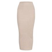 InWear Ribbstickad Midi Kjol Beige, Dam