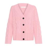 InWear Ljusrosa Kabel Cardigan Tröja Pink, Dam