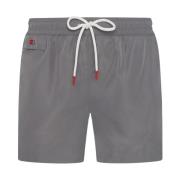 Kiton Grå Polyester Swim Boxer Trunks Gray, Herr