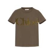 Chloé Logo Print Olivgrön T-shirt Green, Dam