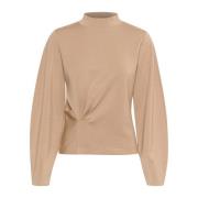 InWear Blus Top med Draperad Detalj Tannin Beige, Dam