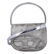 Diesel Beige Glitter Handväska med Avtagbar Rem Gray, Dam