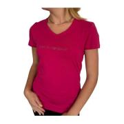 Emporio Armani T-Shirt med Nitar och Slim Fit Pink, Dam