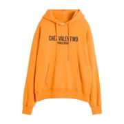 Valentino Orange hoodie med logotyptryck Orange, Herr