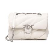 PINKO Love Bag Puff i elfenbensfårskinn White, Dam